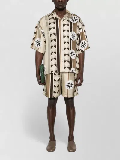 Loewe Silk Shorts Geometric Pattern Mid Length In Multi