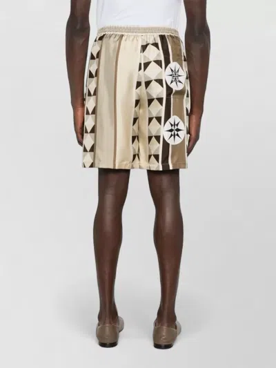 Loewe Silk Shorts Geometric Pattern Mid Length In Multi