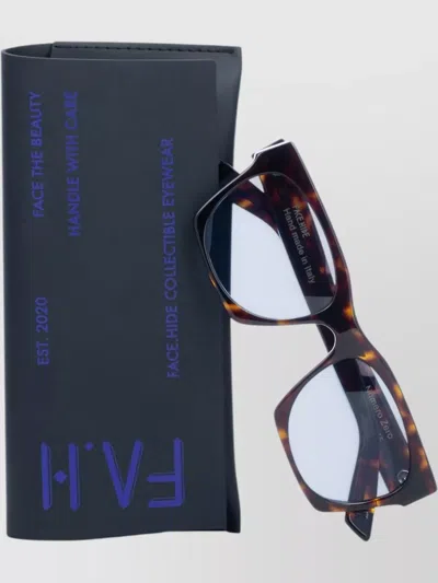 Facehide Rectangular Sunglasses Lenses Tortoiseshell Frame