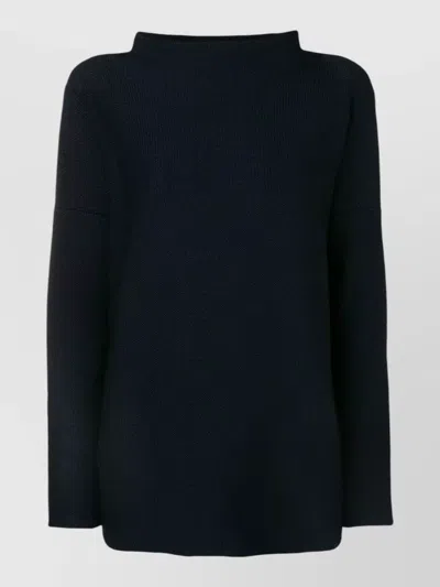 Daniela Gregis Wool Funnel Neck Knit Jumper Long Sleeves In Blue