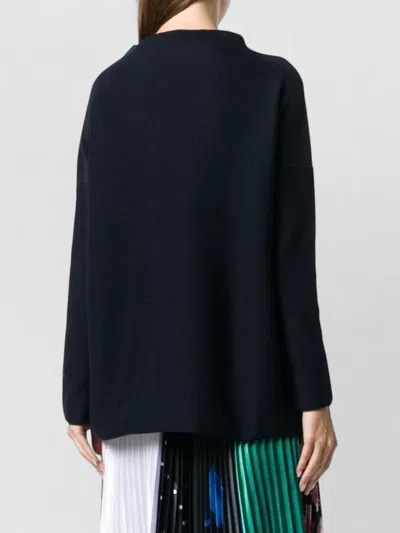 Daniela Gregis Wool Funnel Neck Knit Jumper Long Sleeves In Blue