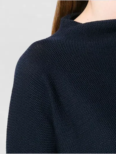 Daniela Gregis Wool Funnel Neck Knit Jumper Long Sleeves In Blue