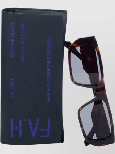 Facehide Rectangular Sunglasses Dark Lenses Tortoiseshell Frame