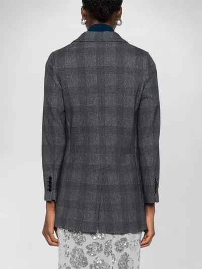 Circolo 1901 Double Breasted Cotton Blend Tailored Jacket In Gray