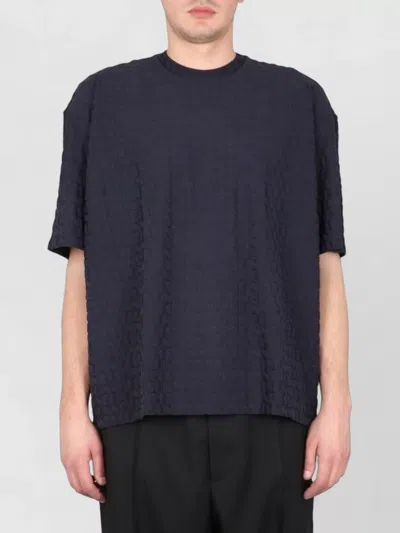Sunnei Crewneck T-shirt With All Over Logo For Men In Blue