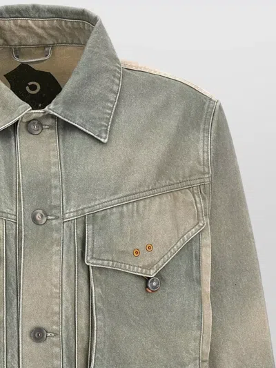 Objects Iv Life Denim Jacket Chest Pockets Long Sleeves Collar In Blue