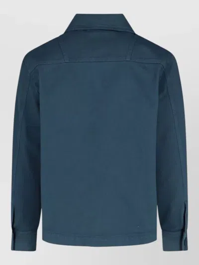Closed Jacket Collared Design Chest And Front Pockets In Blue