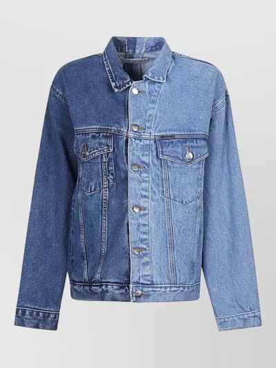 E.l.v Denim Denim Cotton Jacket Dual Tone Design In Blue