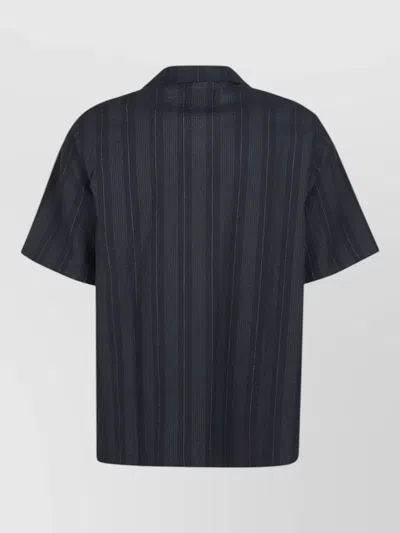 Howlin' Cotton Shirt Short Sleeves Striped Design In Black