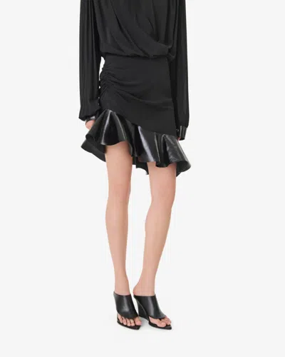 Iro Leather Ruffle Skirt In Multi