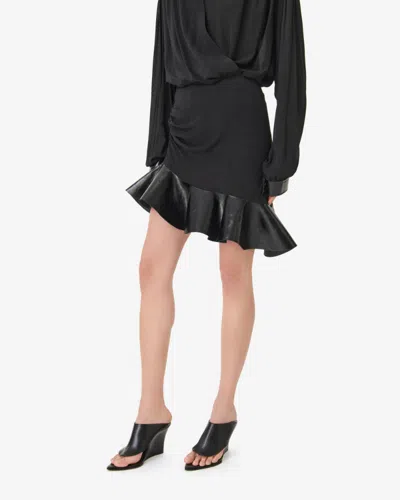 Iro Leather Ruffle Skirt In Multi