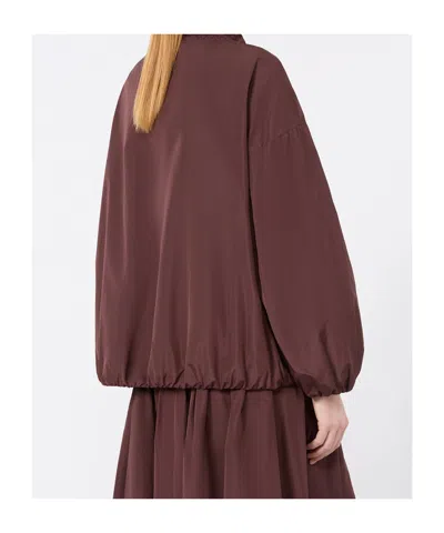 Max Mara Drawstring Ruffled Jacket In Burgundy