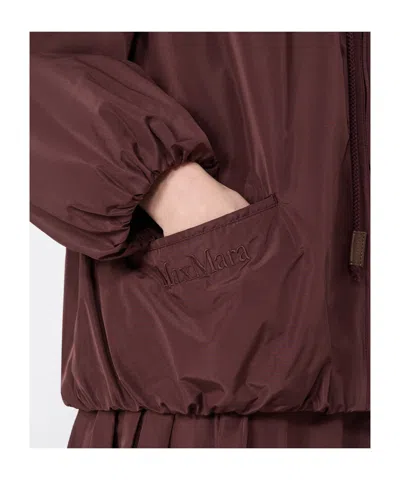 Max Mara Drawstring Ruffled Jacket In Burgundy