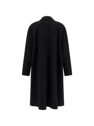 Prada Button-up Single-breasted Coat In Black