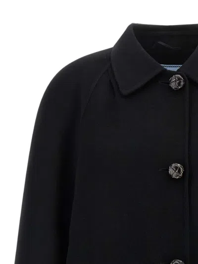 Prada Button-up Single-breasted Coat In Black