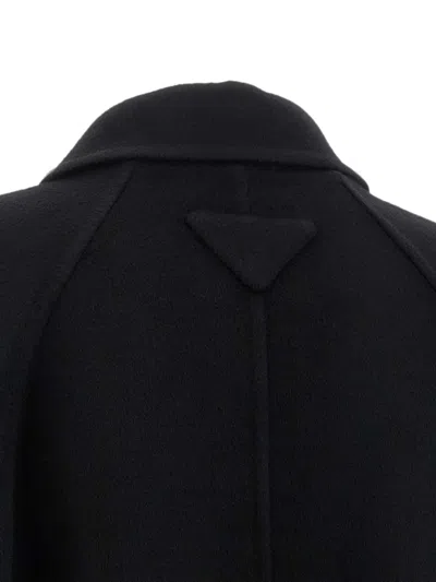 Prada Button-up Single-breasted Coat In Black