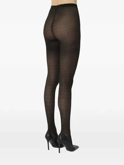 Wolford Wave-pattern Circular-knit Tights In Black