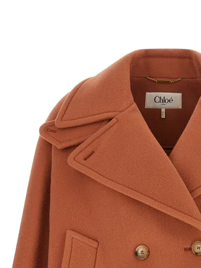 Chloé Double Breasted Jacket Buttoned Cuffs Pockets Lapels In Pink