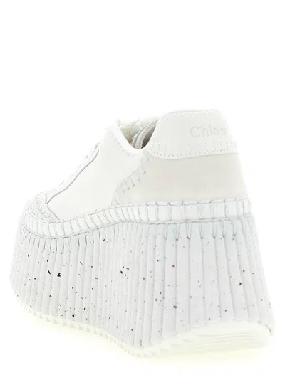 Chloé Nama Leather Platform Sneakers In White