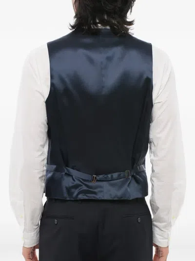 Corneliani Double-breasted Patterned Waistcoat In Blue