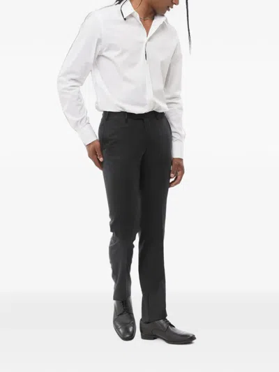 Corneliani Virgin Wool Trousers In 그레이