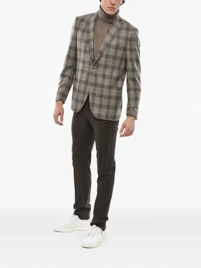 Corneliani District Check Long-sleeve Blazer In Multi