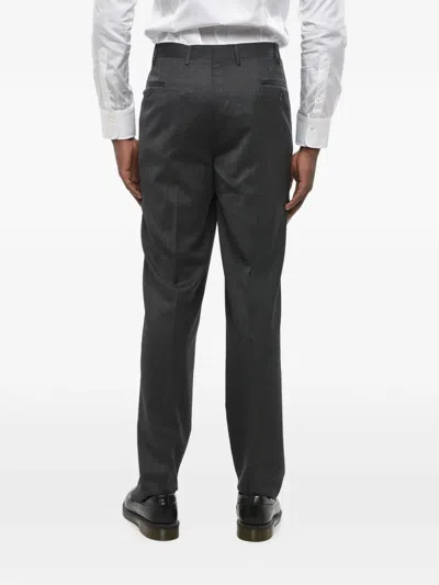 Corneliani Flat-front Wool Trousers In 그레이