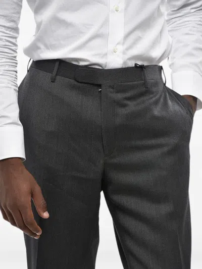 Corneliani Flat-front Wool Trousers In 그레이