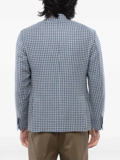 Corneliani Checked Single-breasted Blazer In Blue