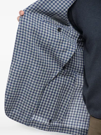 Corneliani Checked Single-breasted Blazer In Blue