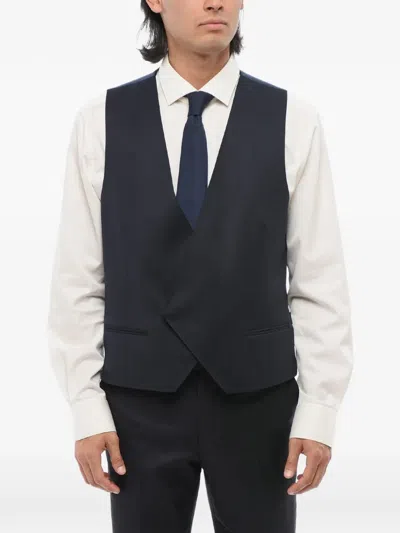 Corneliani Geometric-pattern Double-breasted Waistcoat In Blue
