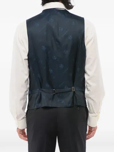 Corneliani Geometric-pattern Double-breasted Waistcoat In Blue