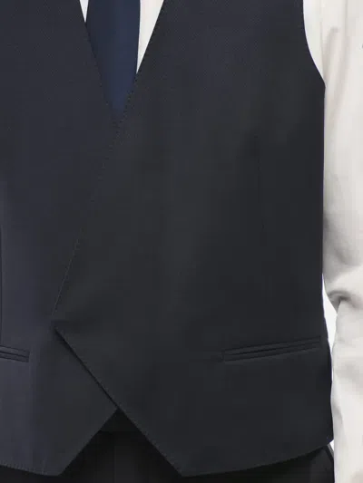 Corneliani Geometric-pattern Double-breasted Waistcoat In Blue