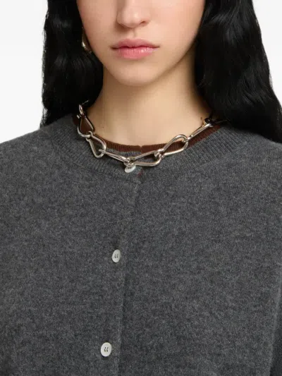 Marni 레이어드 이펙트 그레이 캐시미어 가디건 In Green