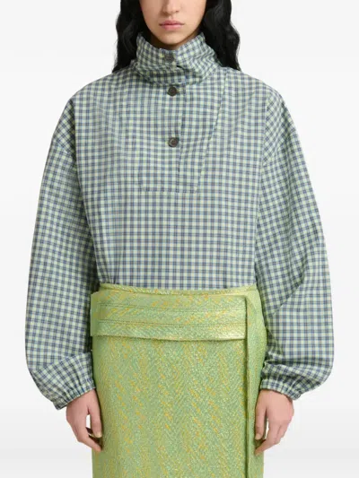 Marni 체크 드로스트링 셔츠 In Green