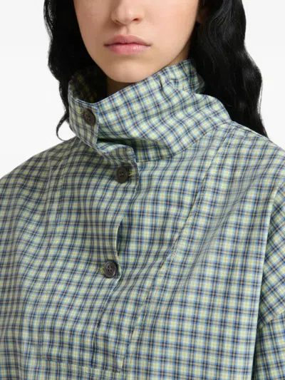 Marni 체크 드로스트링 셔츠 In Green
