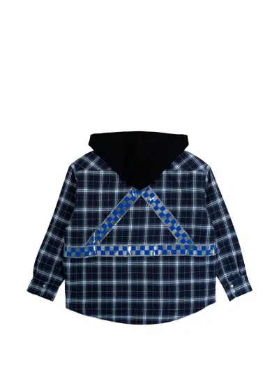 Awge Mens Dark Check Workwear Flannel Check Cotton-blend Jacket In Animal Print