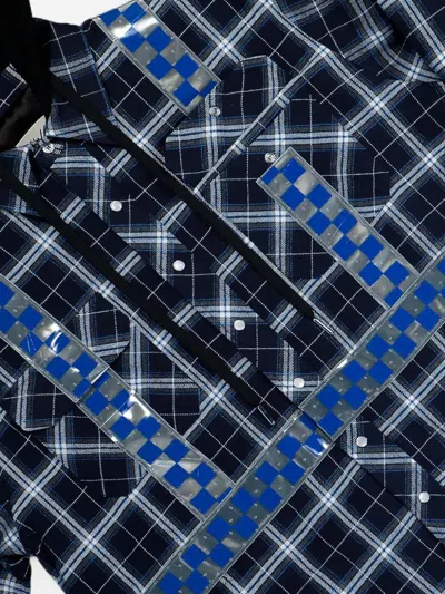 Awge Mens Dark Check Workwear Flannel Check Cotton-blend Jacket In Animal Print