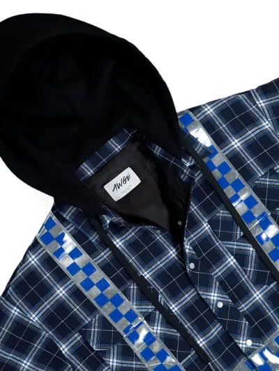 Awge Mens Dark Check Workwear Flannel Check Cotton-blend Jacket In Animal Print
