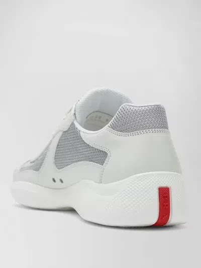 Prada Two-material Leather And Tech Fabric Sneaker In Gray