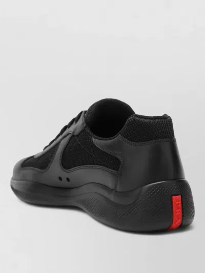 Prada Technical Sneakers Mesh Panels Rubber Sole In Black
