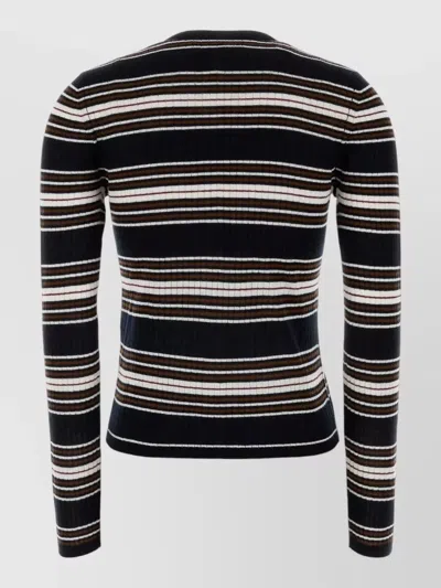 Mm Studio Piombo Cardigan Silk Blend Striped Knit In Multi