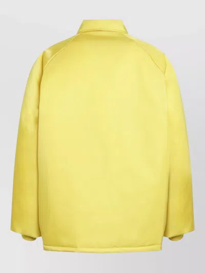 Prada Collared Jacket Front Pockets Long Sleeves In Yellow