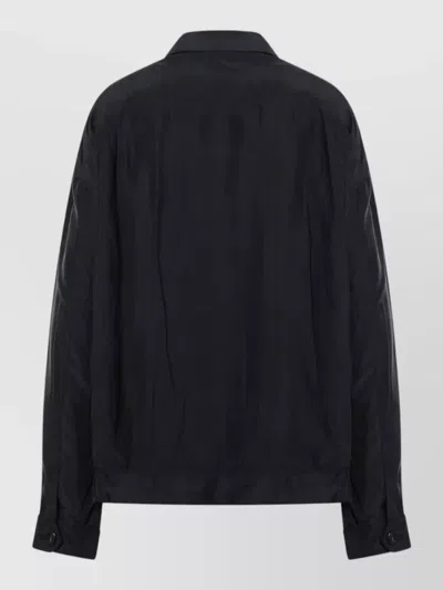 Prada Collared Jacket Elasticated Hem Front Pockets In Blue