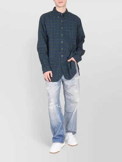 Engineered Garments Relaxed Fit Shirt Button Collar Plaid In Blue