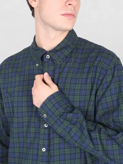 Engineered Garments Relaxed Fit Shirt Button Collar Plaid In Blue