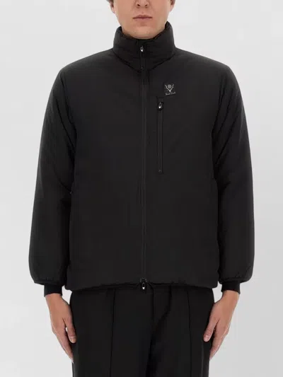 South2 West8 Logo Jacket High Collar Chest Pocket In Black