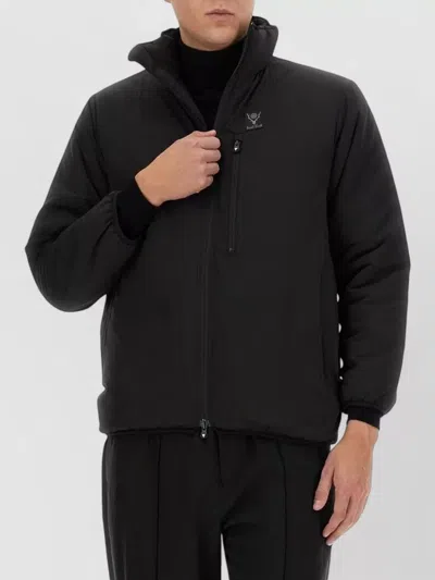 South2 West8 Logo Jacket High Collar Chest Pocket In Black