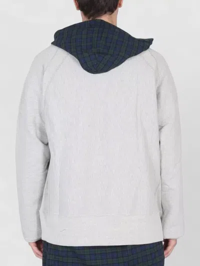 Engineered Garments Hooded Crewneck Sweatshirt Crossbar L Detail In Neutral