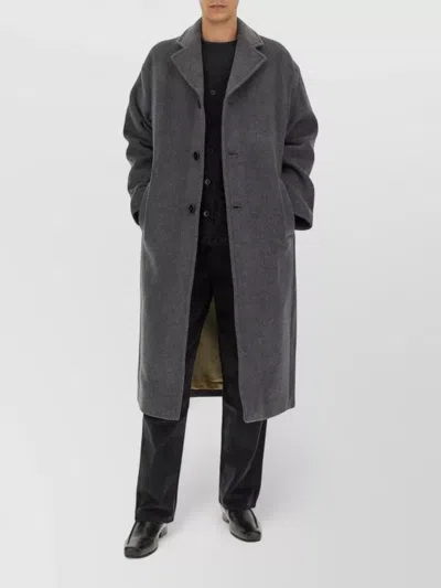 Séfr Long Wool Blend Coat Single Breasted In Gray